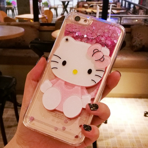 Hello Kitty Accessories - Hello Kitty floating pink glitter and mirror case for Samsung Galaxy S9